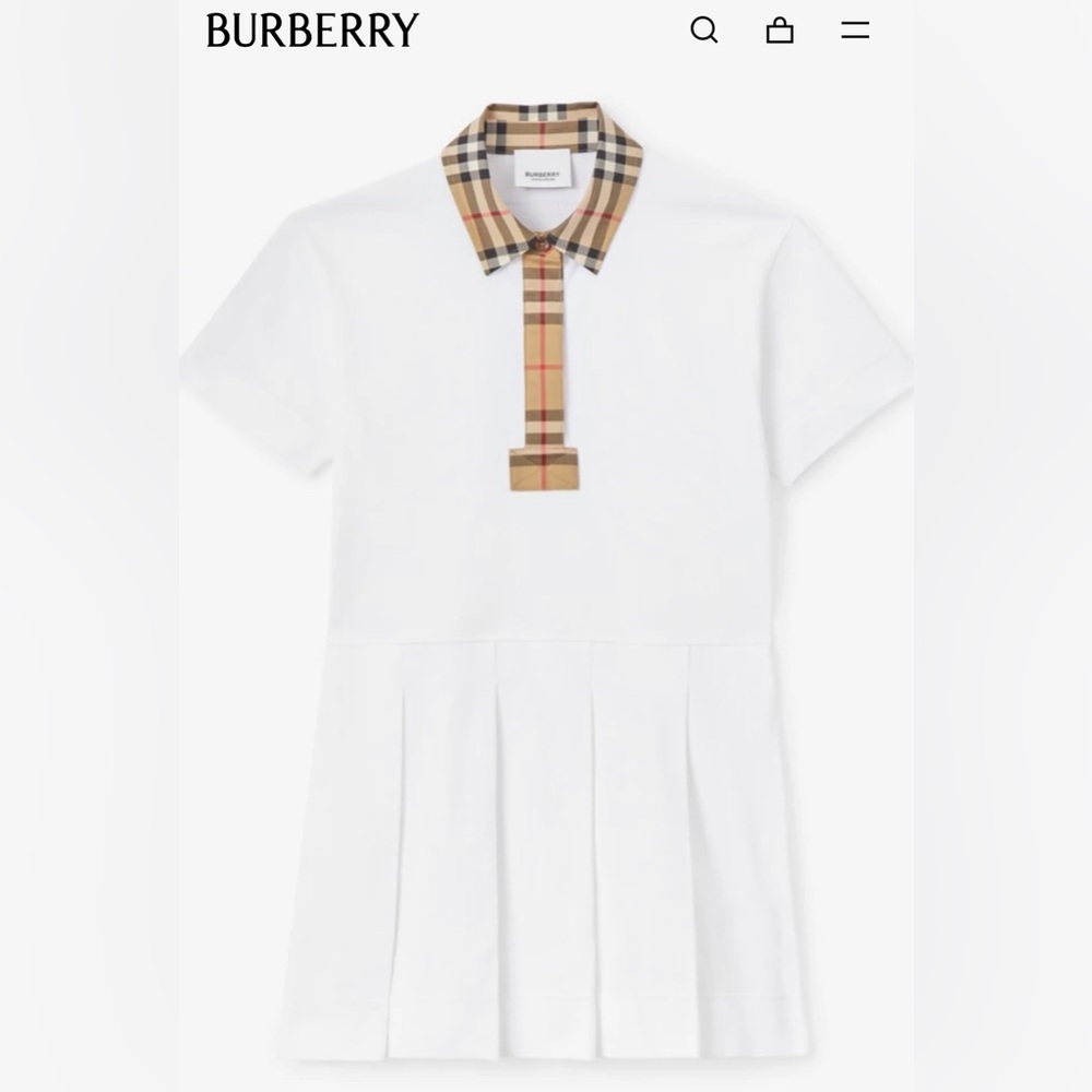 Vintage Check Trim Cotton Pique Polo Shirt Dress